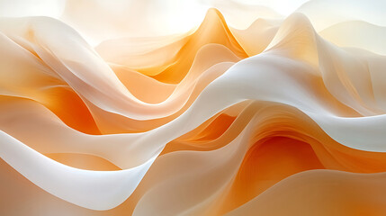 Poster - Abstract peach and cream fabric waves background gentle flowing texture soft elegant gradient modern design