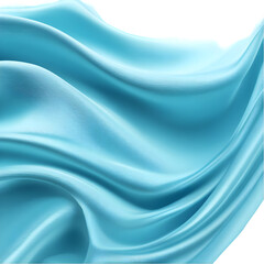 Poster - Abstract blue silk fabric drape elegant soft waves texture 3d on transparent background