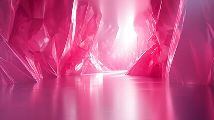 Poster - Abstract pink geometric landscape with bright light artistic backdrop and modern design