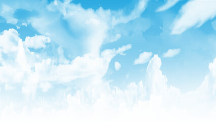 Wall Mural - fantastic soft white clouds against blue sky. summer blue sky image. vector illustration.