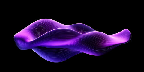 Poster - Abstract purple wave flowing with smooth lines and elegant gradient on black background creates a modern design