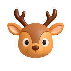 Poster - Cute 3D deer head icon with antlers against a transparent background suitable for business and technology projects