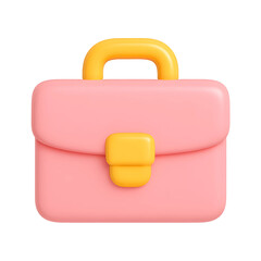 Poster - Creative 3D business briefcase icon in pastel pink and yellow with transparent background for technology and branding projects