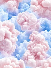 Wall Mural - A digital illustration of pink and blue clouds in a dreamy, abstract style