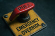 © newlifestock - Emergency override switch with red pull handle in industrial power plant for safety control and urgent power shutdown during critical situations