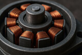 Electric motor copper coil winding in industrial power plant equipment for energy conversion and mechanical power generation