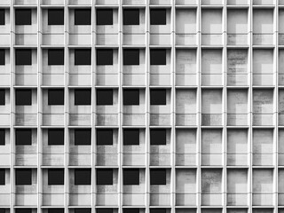 Fototapete - Architecture details White wall Square pattern facade Geometric background