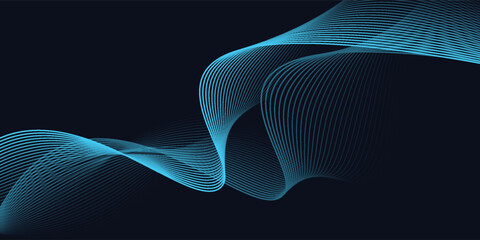 dynamic and abstract digital design with flowing blue waveforms against a dark background,smooth, curving lines and dotted patterns that create a sense of movement and energy.