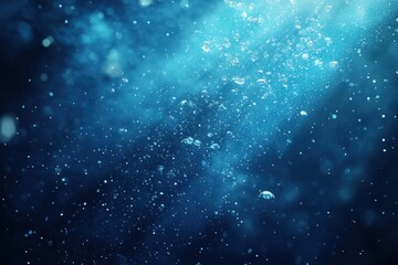 Poster - underwater abstract display with shimmering particles and bubbles creating a tranquil atmosphere, ab