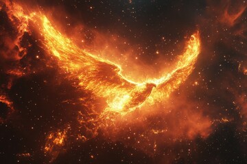Wall Mural - exploration of the vibrant phoenix nebula with stunning flames and cosmic beauty, 3d space flight ar