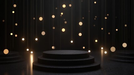 Poster - Dark, elegant podium with glowing lights