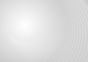 Aufkleber - Grey white smooth circles abstract tech geometric background. Vector elegant wavy design
