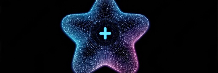 Fototapete - Glowing 3D Star Shape Featuring a Minus Symbol, Showcasing Vibrant Colors and a Futuristic Design Idea