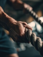 Aufkleber - Toned Forearm Gripping Rope During Intense Workout Session in Gyms Right Light Zone Enhancing Strength and Focus