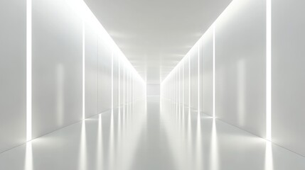 Poster - Modern, empty white hallway
