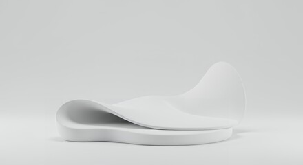 Poster - Abstract white sculptural form with flowing lines and curves, designed for minimalist modern art display or product presentation, studio shot