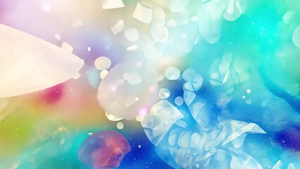 Poster - Crystalclear glitter glistens on a vibrant watercolor background, creating a mesmerizing and colorful display that captivates the viewer's attention in any artistic setting