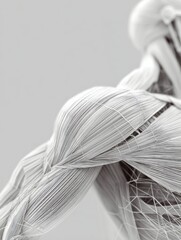 Poster - Detailed 3D Wireframe Representation of Muscle Structure Showcasing Intricate Anatomy and Clean Design Layout
