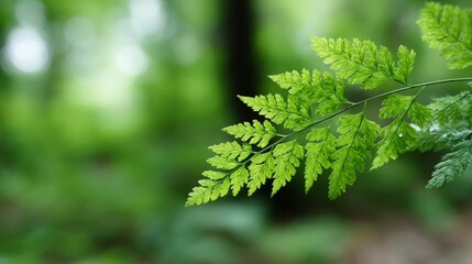 Poster - A delicate fern leaf glows in the gentle morning light, showcasing its intricate texture against a soft-focus green backdrop, perfect for adding text or notes