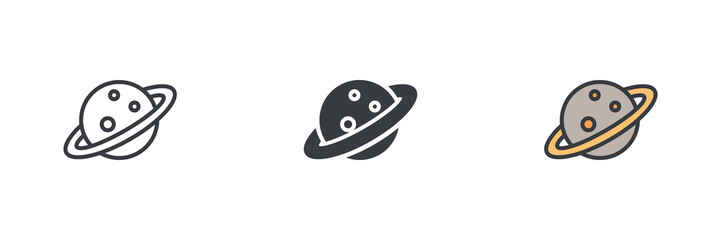 Poster - Saturn planet different style icon set