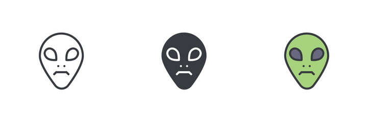 Poster - Alien face different style icon set