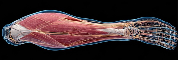 Aufkleber - Cross Section Rendering of Human Leg Muscle Anatomy Showcasing Detailed Structure and Composition