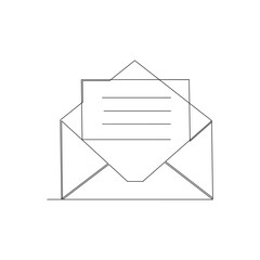 Fototapete - Mail icon drawing. email icon vector. E-mail icon. Envelope illustration continuous line
