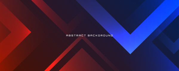 Poster - 3D blue red geometric abstract background overlap layer on dark space with arrows effect decoration. Modern graphic design element cutout style concept for web banner, flyer, card, or brochure cover
