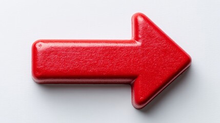 Poster - Bright red arrow signifies direction with sharp lines and a minimalist design on a plain white background, emphasizing graphic simplicity for clean navigation