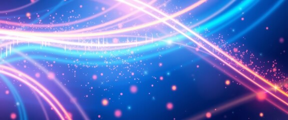 Wall Mural - Abstract dynamic blue background, glowing lines, sparkling particles Futuristic, energetic, vibrant, motion, aura, shine