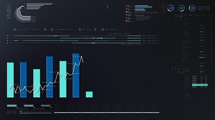 Leinwandbilder - Dynamic data visuals for business info graphics, animated charts, and data-driven insights for a business meeting mock-up. Explore the world of trading, stock exchanges, and crypto
