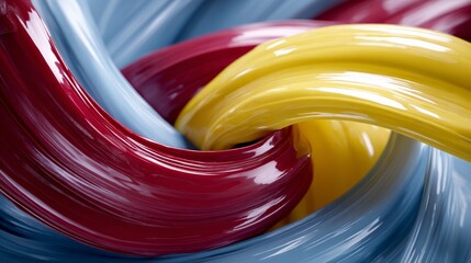 Poster - Vivid hues of red, blue, and yellow blend seamlessly, forming striking wave patterns that draw the eye and evoke a sense of movement and energy