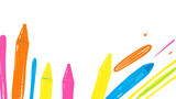 Hand drawn crayons marker colorful design element. Vector children scribble lines, doodles crayon. Vector illustration