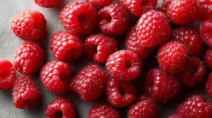 Aufkleber - A close-up captures a pile of vibrant red raspberries showcasing their natural textures and highlights, creating an appealing view of fresh fruit