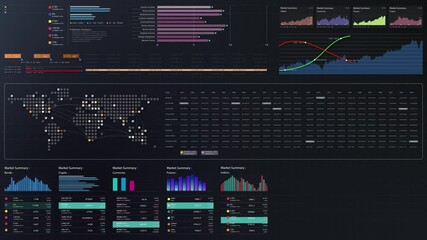 Leinwandbilder - Dynamic data visuals for business info graphics, animated charts, and data-driven insights for a business meeting mock-up. Explore the world of trading, stock exchanges, and crypto