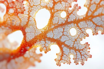 Fototapete - Intricate fractal design reveals a network of orange connections against a bright, airy background with organic shapes.