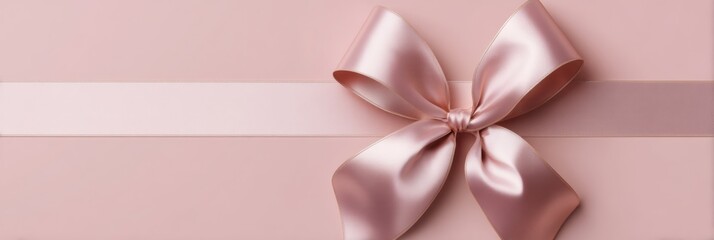 Fototapete - Minimal Abstract Bow Ribbon Elegantly Placed on Soft Pink Background Creating an Aesthetic and Tranquil Visual Appeal for Design Concepts