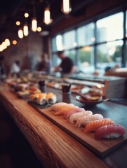 Poster - Experience Delicious Sushi at a Vibrant Sushi Bar With Expertly Crafted Dishes and a Lively Atmosphere in the Heart of the City