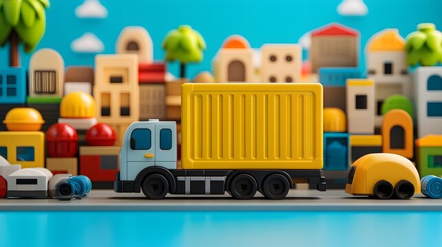 Toy Truck and City Blocks Miniature Playset