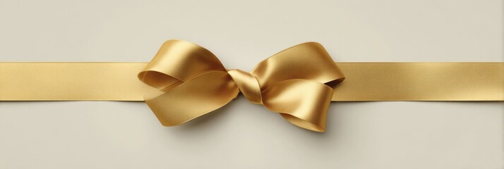 Leinwandbilder - Elegant Golden Ribbon on a Pale Background Perfect for Conveying Heartfelt Messages and Celebrating Special Occasions Brilliantly