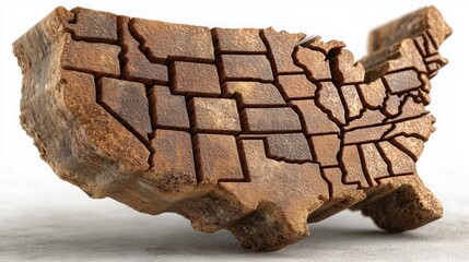 Poster - artistic sculpture representing the adaptive nature of business through a detailed map of the usa fo