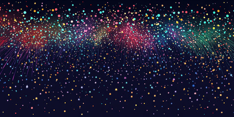 Wall Mural - colorful fireworks burst in night sky, creating vibrant display of lights and patterns. scene is fil