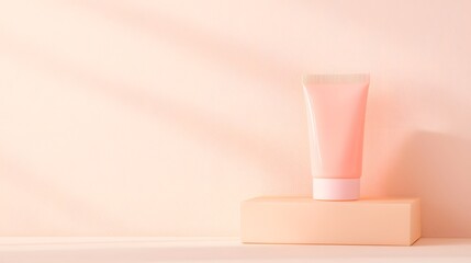 Poster - Pink Skincare Tube Mockup on Pastel Background