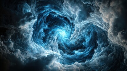 Poster - Epic cosmic swirl in deep blue sky digital art surreal environment aerial view visual concept