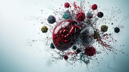 Poster - Biological conflict cells and pathogens digital art abstract environment science concept