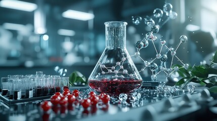 Aufkleber - Visualizing chemical reactions innovative elements in a modern science laboratory at close range