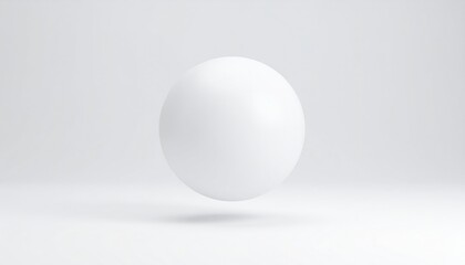 Poster - Floating white sphere minimalist studio 3d render clean environment central viewpoint abstract concept