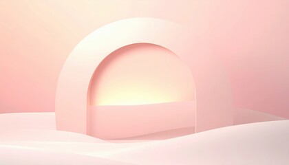 Poster - Minimalist abstract scene with soft pink light digital art studio setting tranquil atmosphere perspective view serenity concept