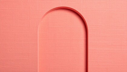 Poster - Artistic architectural arch shape on coral background digital artwork minimalist design contemporary environment aesthetic viewpoint