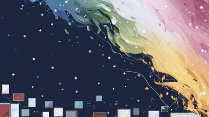 Aufkleber - Abstract Colorful Swirls Design with Digital Elements Background